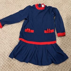 Florence Eiseman Blue Dress with Red Details